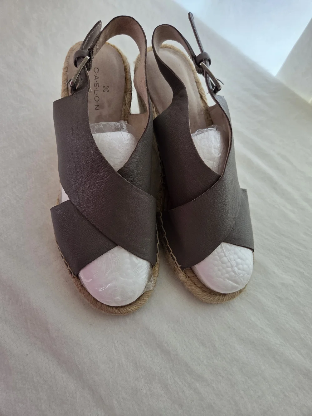 Nordstrom Taupe Gray Crisscross Espadrille Slingback Sandals Quality Leather